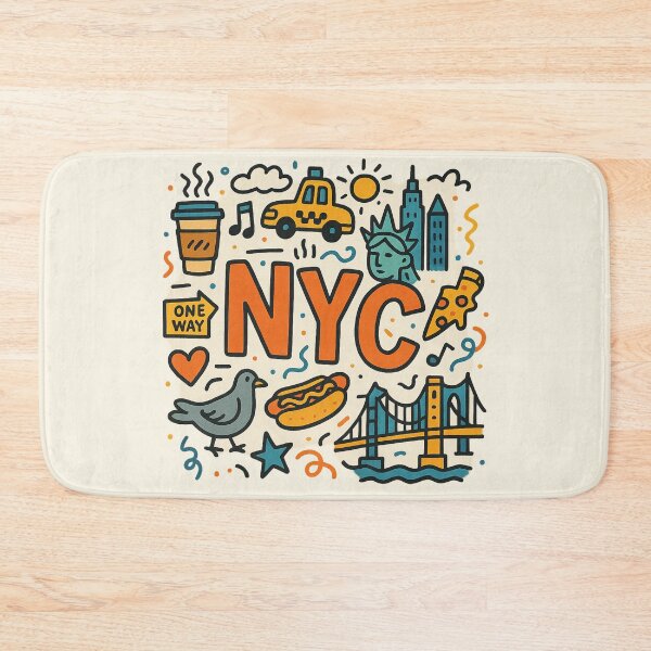 Item preview, NYC Doodle Collage – Cute & Colorful New York City Icons designed and sold by GirlyPopped.