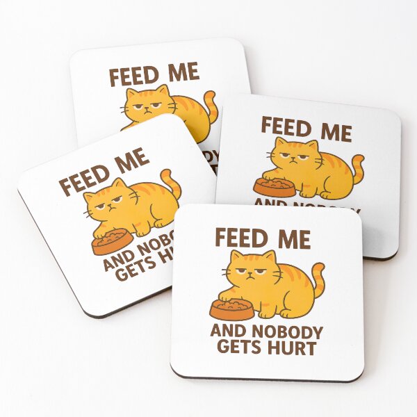 Item preview, Feed Me and Nobody Gets Hurt – Grumpy Hungry Cat designed and sold by FriskySloths.