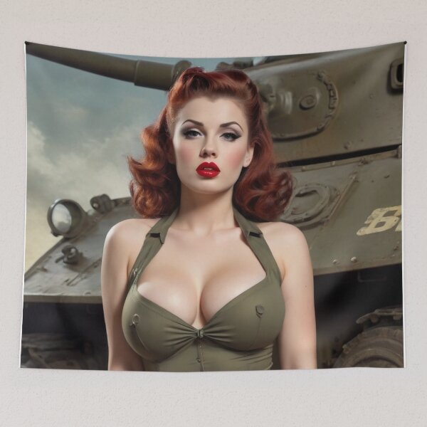 Item preview, Vintage 1950s Army Red Head Pin Up designed and sold by MissSaylor.