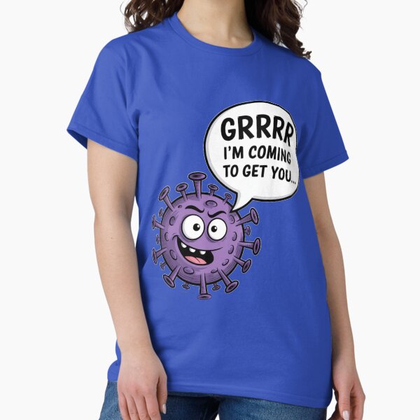 Vista previa del artículo con la obra «Dibujo animado del virus COVID: "¡Grrr, voy a por ti!"», diseñado y vendido por Mattithyahu119.