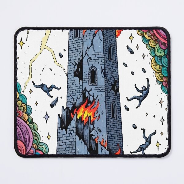 Item preview, Boho Illustration of The Tower - Sudden Change and Revelation Tarot Card designed and sold by  Ojo de Lilith.