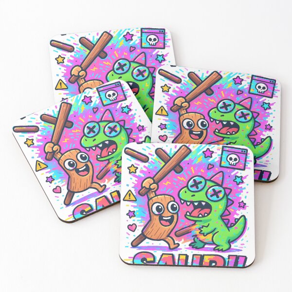 Item preview, Tun Tun Saur vs Kawaii T-Rex – Brainrott Showdown designed and sold by GlitchBunnyLab.
