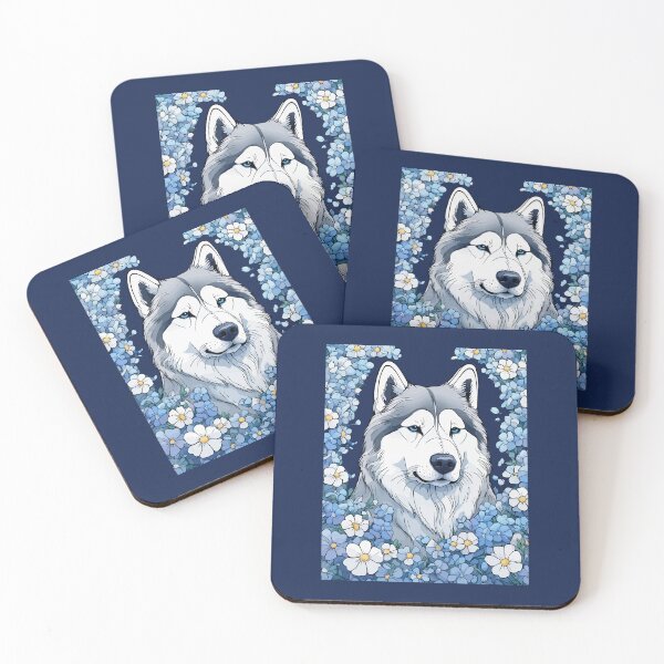 Item preview, Alaskan Malamute Surrounded By Forget-Me-Nots designed and sold by taiche.