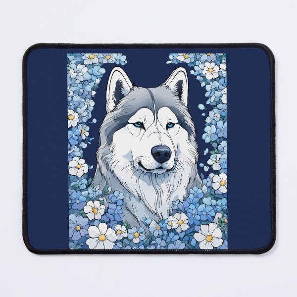 Item preview, Alaskan Malamute Surrounded By Forget-Me-Nots designed and sold by taiche.