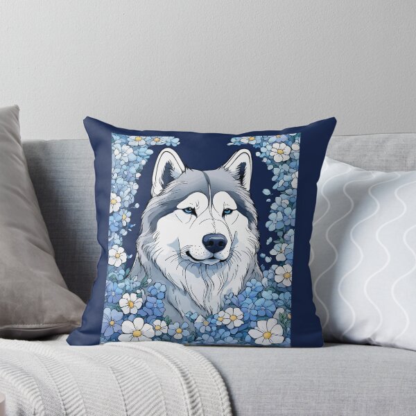 Item preview, Alaskan Malamute Surrounded By Forget-Me-Nots designed and sold by taiche.