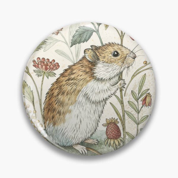 Item preview, Gold Hamster and Flowers in a Garden, Vintage Pattern Design designed and sold by patterncrow.