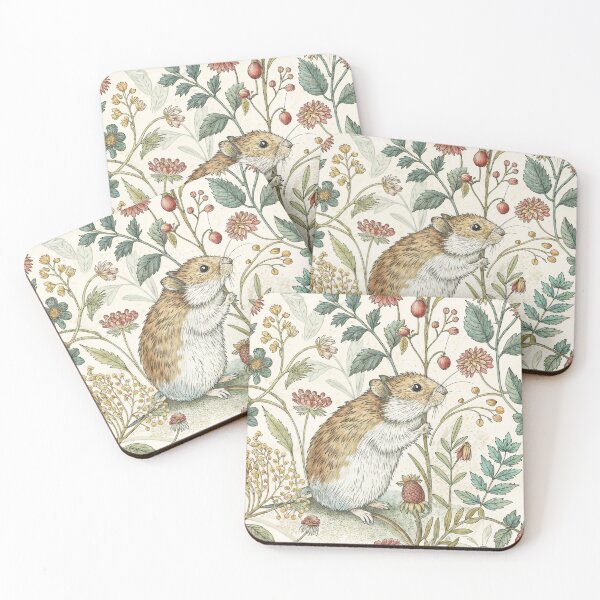 Item preview, Gold Hamster and Flowers in a Garden, Vintage Pattern Design designed and sold by patterncrow.