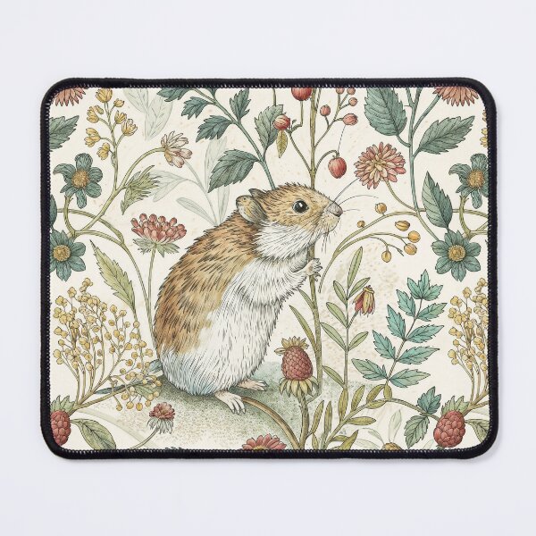 Item preview, Gold Hamster and Flowers in a Garden, Vintage Pattern Design designed and sold by patterncrow.