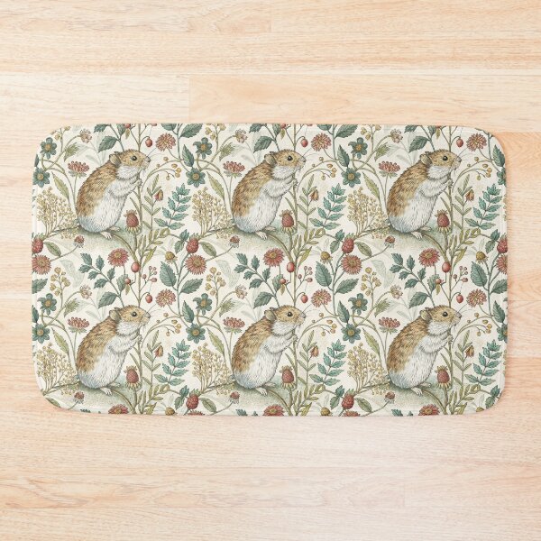Item preview, Gold Hamster and Flowers in a Garden, Vintage Pattern Design designed and sold by patterncrow.