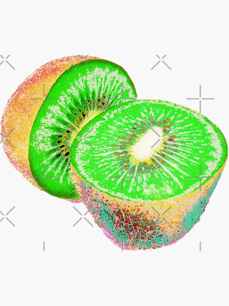 Thumbnail 3 of 3, Sticker, Kiwilicious - Neon Food Art designed and sold by OneDayArt.