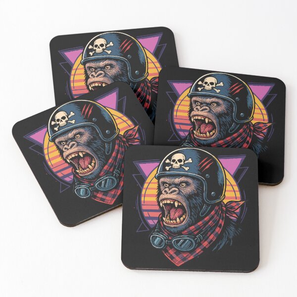 Item preview, Biker Gorilla Ape Skull Helmet Retro designed and sold by TomFrontierArt.