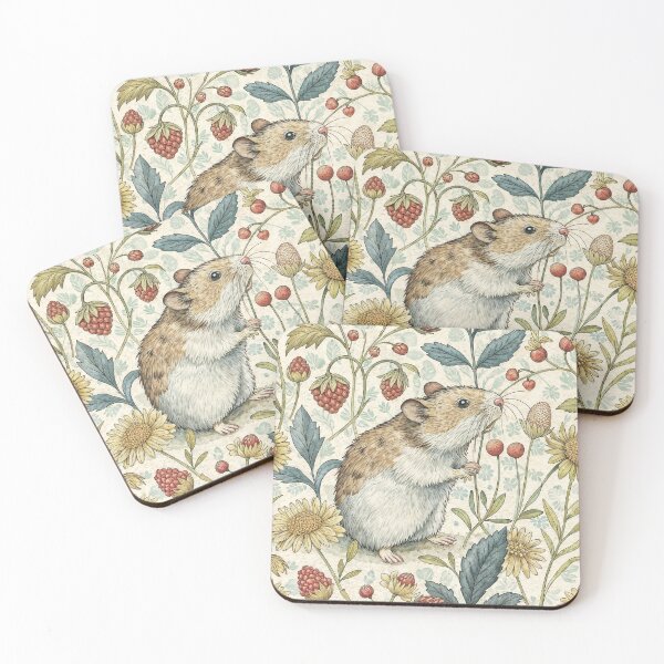 Item preview, Hamster and Berries in a Garden, Vintage Pattern Design designed and sold by patterncrow.