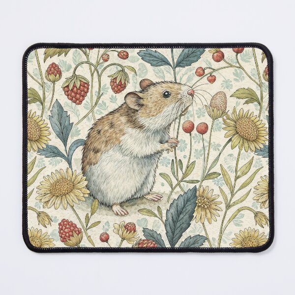 Item preview, Hamster and Berries in a Garden, Vintage Pattern Design designed and sold by patterncrow.