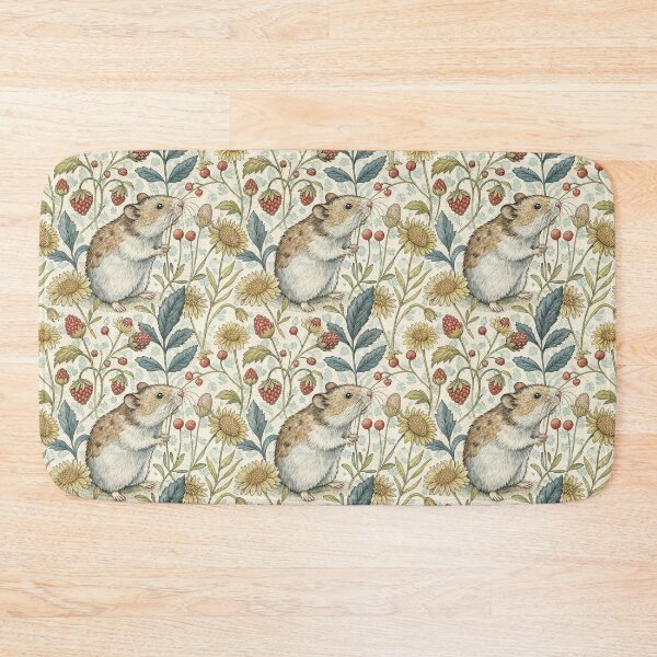 Item preview, Hamster and Berries in a Garden, Vintage Pattern Design designed and sold by patterncrow.
