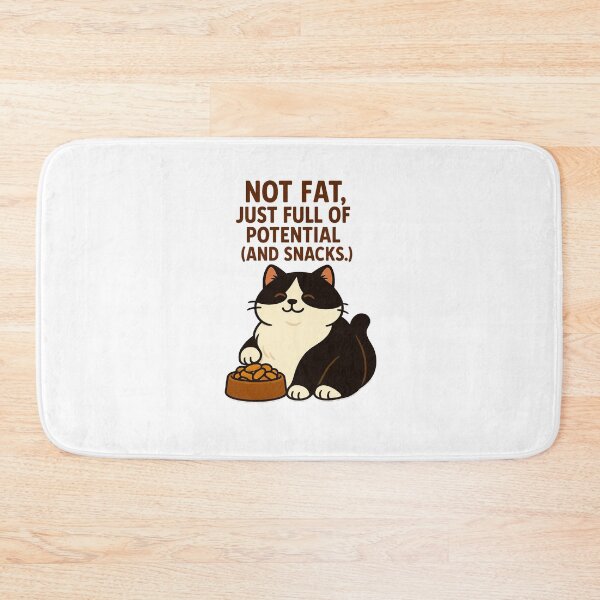 Item preview, Not Fat, Just Full of Potential – Tuxedo Cat Snack Quote designed and sold by FriskySloths.