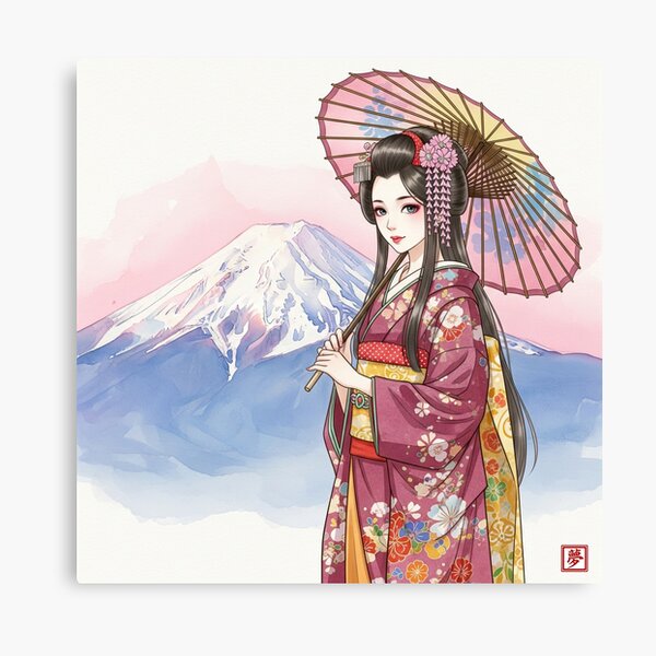 Item preview, Beautiful Woman with Japanese Umbrella: Mount Fuji in the Background designed and sold by schwa24jpn.