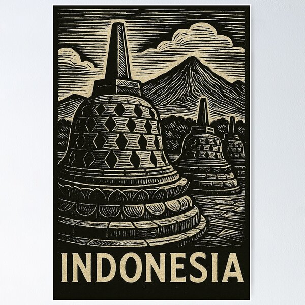 Item preview, Indonesia Linocut Style  designed and sold by Thistle-TShop.