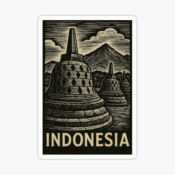 Item preview, Indonesia Linocut Style  designed and sold by Thistle-TShop.
