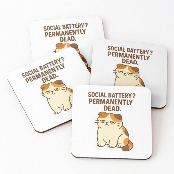 Item preview, Social Battery? Permanently Dead – Grumpy Anti-Social Cat designed and sold by FriskySloths.