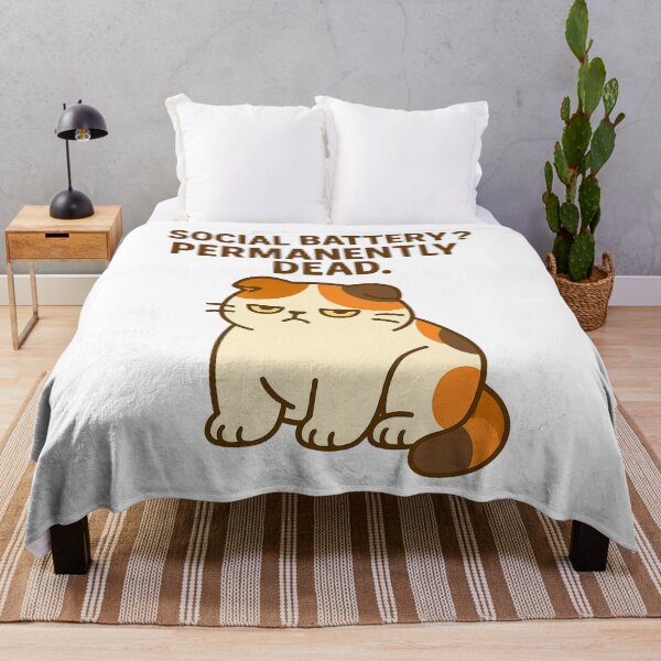 Item preview, Social Battery? Permanently Dead – Grumpy Anti-Social Cat designed and sold by FriskySloths.