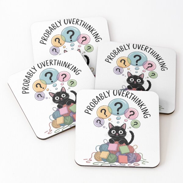 Item preview, Probably Overthinking – Black Cat Watercolor Art designed and sold by jubileejungle.