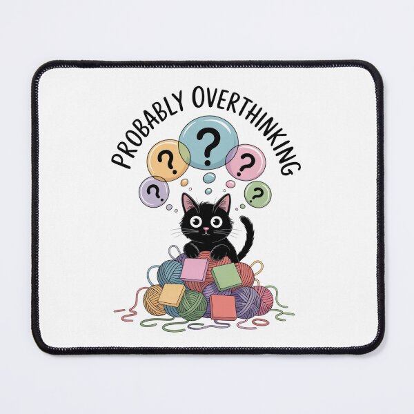 Item preview, Probably Overthinking – Black Cat Watercolor Art designed and sold by jubileejungle.