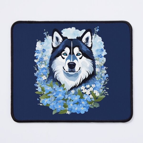 Item preview, Alaskan Malamute And Forget-Me-Nots Wildflowers designed and sold by taiche.