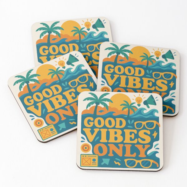 Item preview, Good Vibes Only – Retro Summer Beach Design with Palm Trees & Sunglasses designed and sold by andrew758.