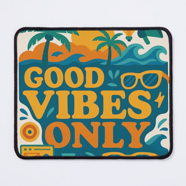 Item preview, Good Vibes Only – Retro Summer Beach Design with Palm Trees & Sunglasses designed and sold by andrew758.