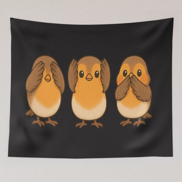 Item preview,  See no evil hear no evil speak no evil  birds Robins designed and sold by JamesDunican.