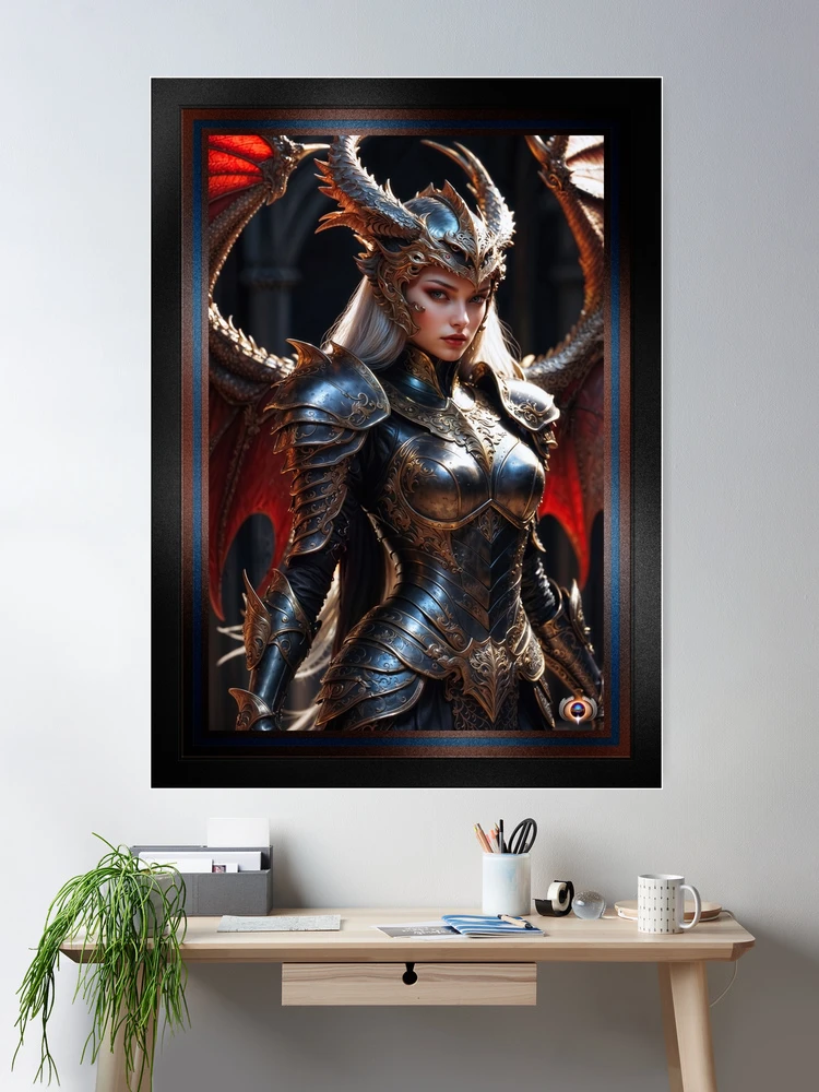 Dragon Wing Portrait Of The Serene Beauty, Aeravyn Lyraeth Captivating AI Concept Art by Xzendor7 Room Decor Poster Art Print