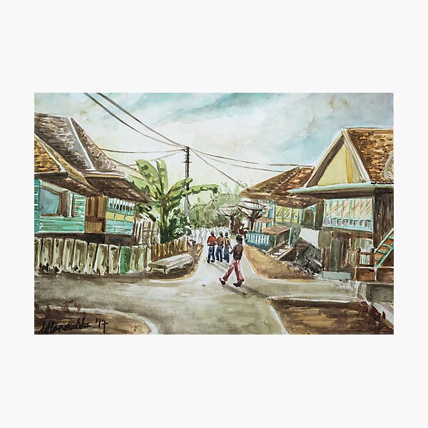 Aperçu de l'œuvre Aquarelle de paysage - Promenade matinale au village créée et vendue par dellanaradika.
