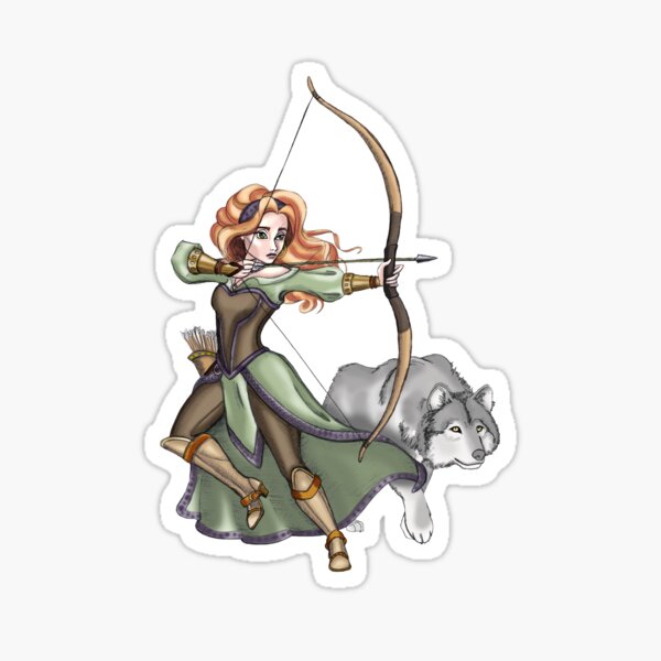 Lavinia - Female Ranger with wolf Sticker