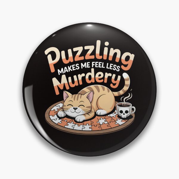 Item preview, Puzzling Makes Me Feel Less Murdery – Cat Coffee Puzzle Mood Shirt designed and sold by Slavicsoul.