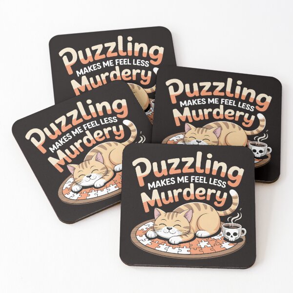 Item preview, Puzzling Makes Me Feel Less Murdery – Cat Coffee Puzzle Mood Shirt designed and sold by Slavicsoul.