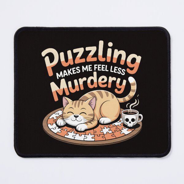 Item preview, Puzzling Makes Me Feel Less Murdery – Cat Coffee Puzzle Mood Shirt designed and sold by Slavicsoul.