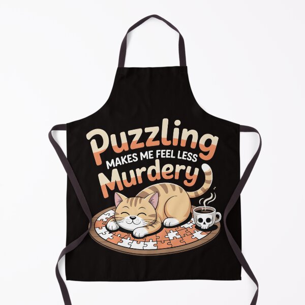 Item preview, Puzzling Makes Me Feel Less Murdery – Cat Coffee Puzzle Mood Shirt designed and sold by Slavicsoul.