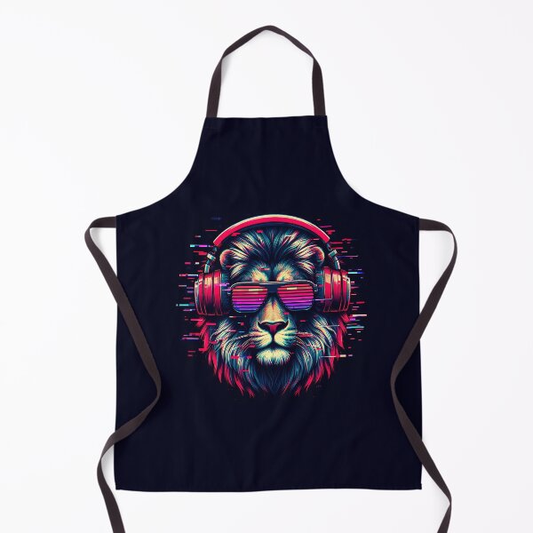 Item preview, A Cool Lion with Gamer glasses & headphones, in glitch effect! designed and sold by sks-ai-artist.