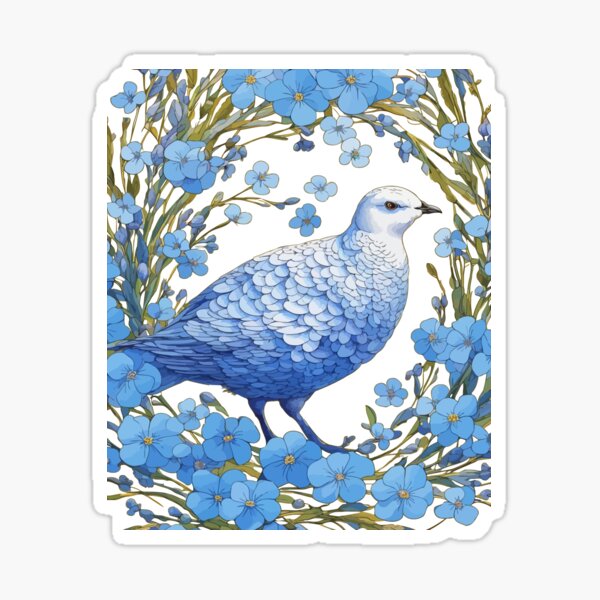 Item preview, Willow Ptarmigan And Forget-Me-Nots designed and sold by taiche.