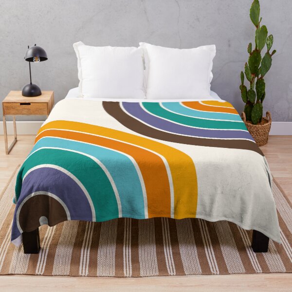 Item preview, Midcentury Modern Geometric Rainbow C15 in Retro Gold Teal Brown Purple designed and sold by nineFlorals.