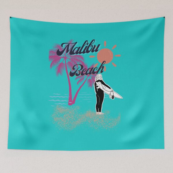 Item preview, Vintage Malibu Beach Surfer Art Print designed and sold by Artistikvibes.