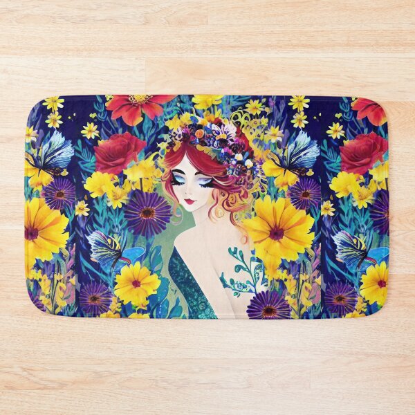 Item preview, Floral Dreamer of the Sea - Whimsical Mermaid Woman Surrounded By Wildflowers designed and sold by CarrollGene.
