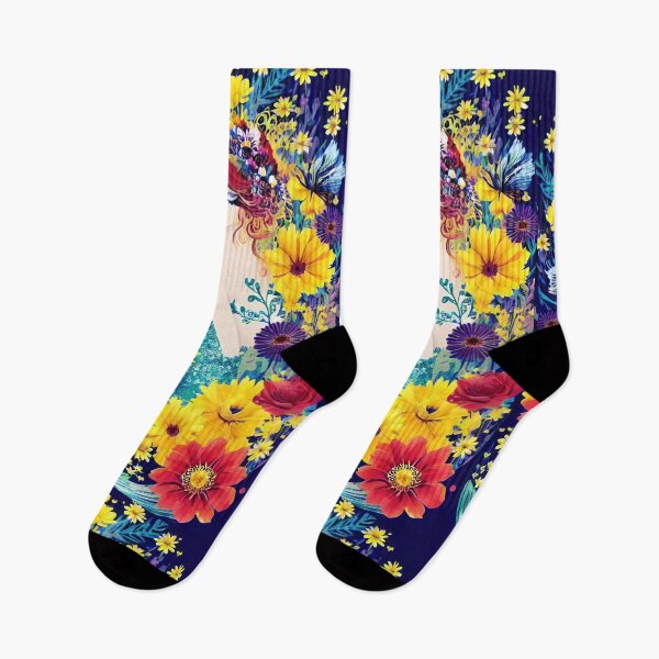 Item preview, Floral Dreamer of the Sea - Whimsical Mermaid Woman Surrounded By Wildflowers designed and sold by CarrollGene.