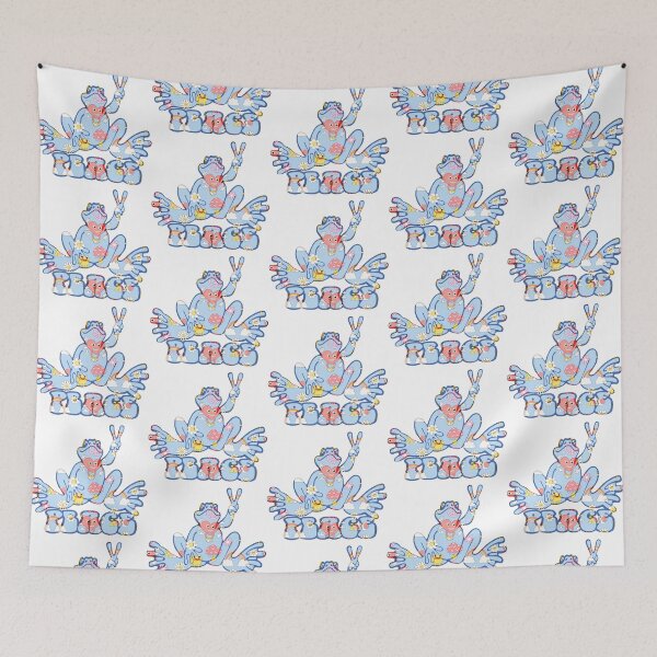 Item preview, Light blue Peace Frog with clouds and rainbows designed and sold by natnat7w.