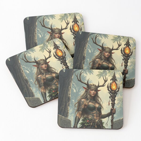 Item preview, Mystic Elven Druid – Fantasy Forest Guardian Illustration designed and sold by DiceWay.