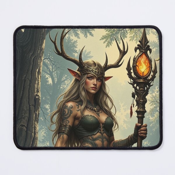 Item preview, Mystic Elven Druid – Fantasy Forest Guardian Illustration designed and sold by DiceWay.