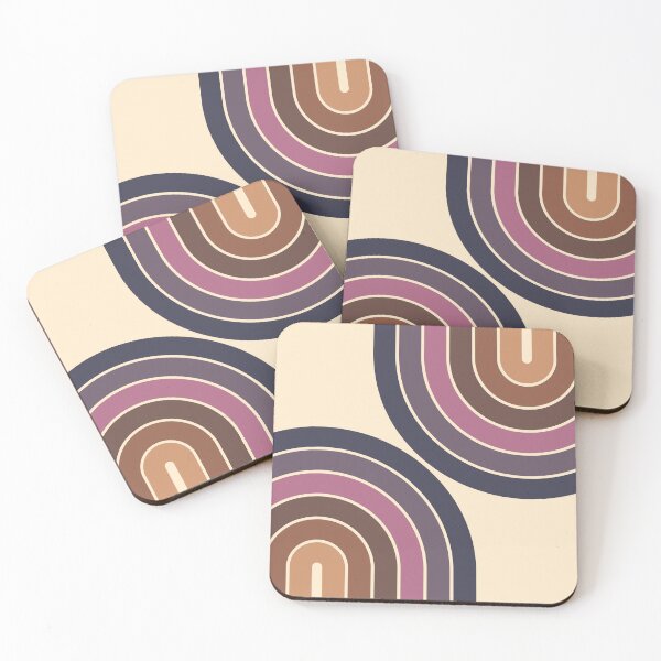 Item preview, Midcentury Modern Geometric Rainbow C5 in Rustic Earthy Purple Blue designed and sold by nineFlorals.