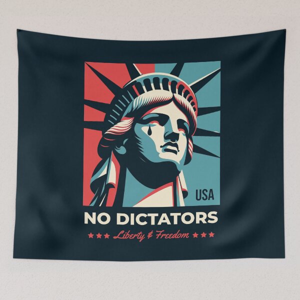 Item preview, No Dictators in the USA Lady Liberty Cries for Freedom Political Protest Art designed and sold by darkskydelights.