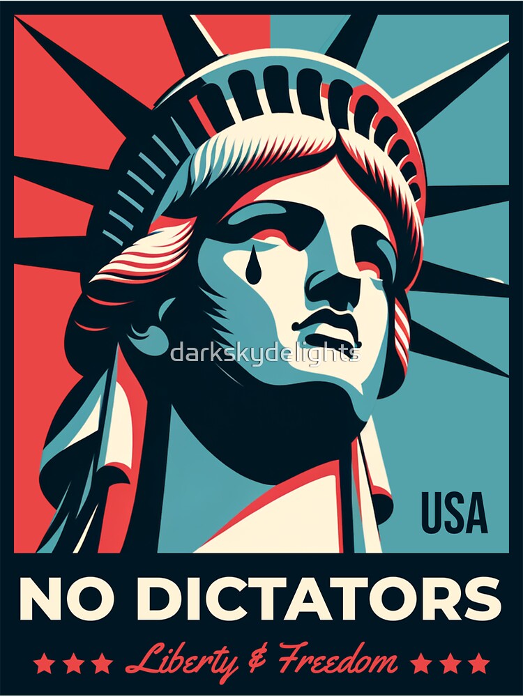 Thumbnail 3 von 3, Sticker, Keine Diktatoren in den USA Lady Liberty schreit nach Freiheit Politische Protestkunst designt und verkauft von darkskydelights.