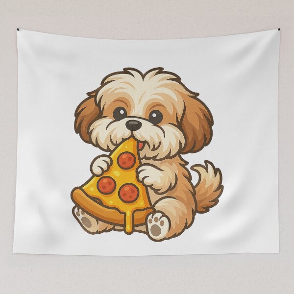 Item preview, Cute Shih Tzu Eating Pizza designed and sold by k3rstman1.